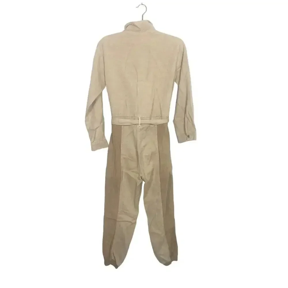 Zara Junior Cuffed Jumpsuit Belted Long Sleeve Pockets One piece 13-14 Tan Beige